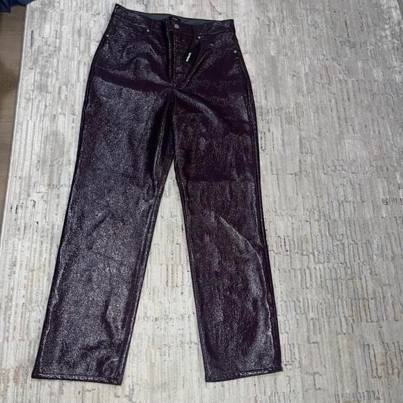Express Women's 10R Purple  Straight Super High Rise Polyurethane Pants Y2K - Picture 4 of 8